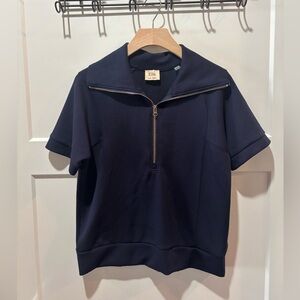 Elie Tahari Navy Short Sleeve Polo Top
